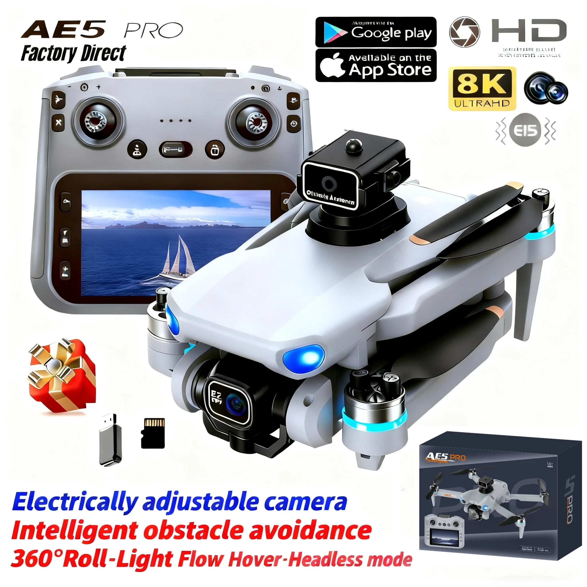 Drone Video Production - AE5 Pro ドローン 8K HD 4.5インチスクリーンコントロール