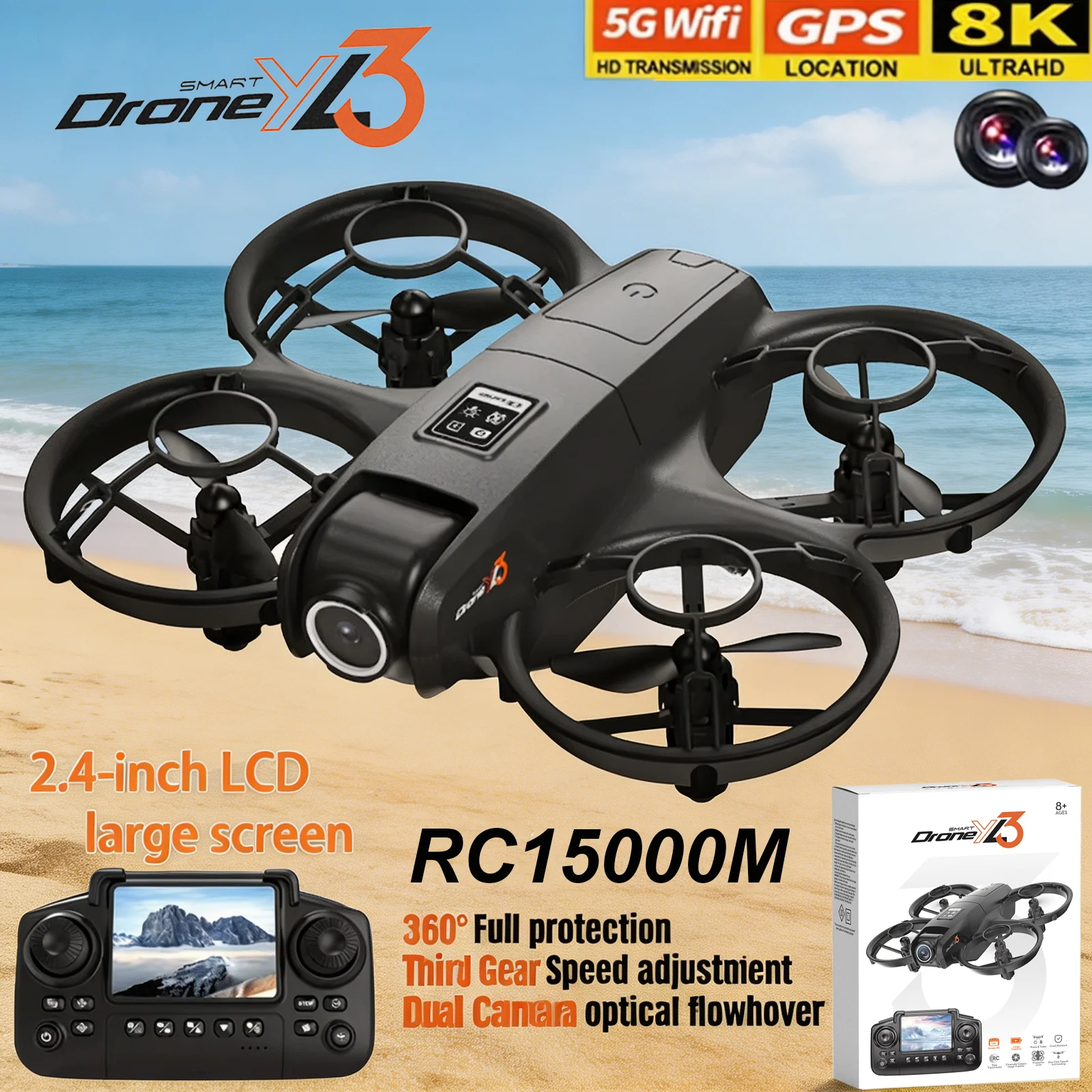 Drone Mapping - 新型YL3 RCドローン 8K 1080P広角デュアルHDカメラ搭載 折りたたみ式クアッドコプター WiFi