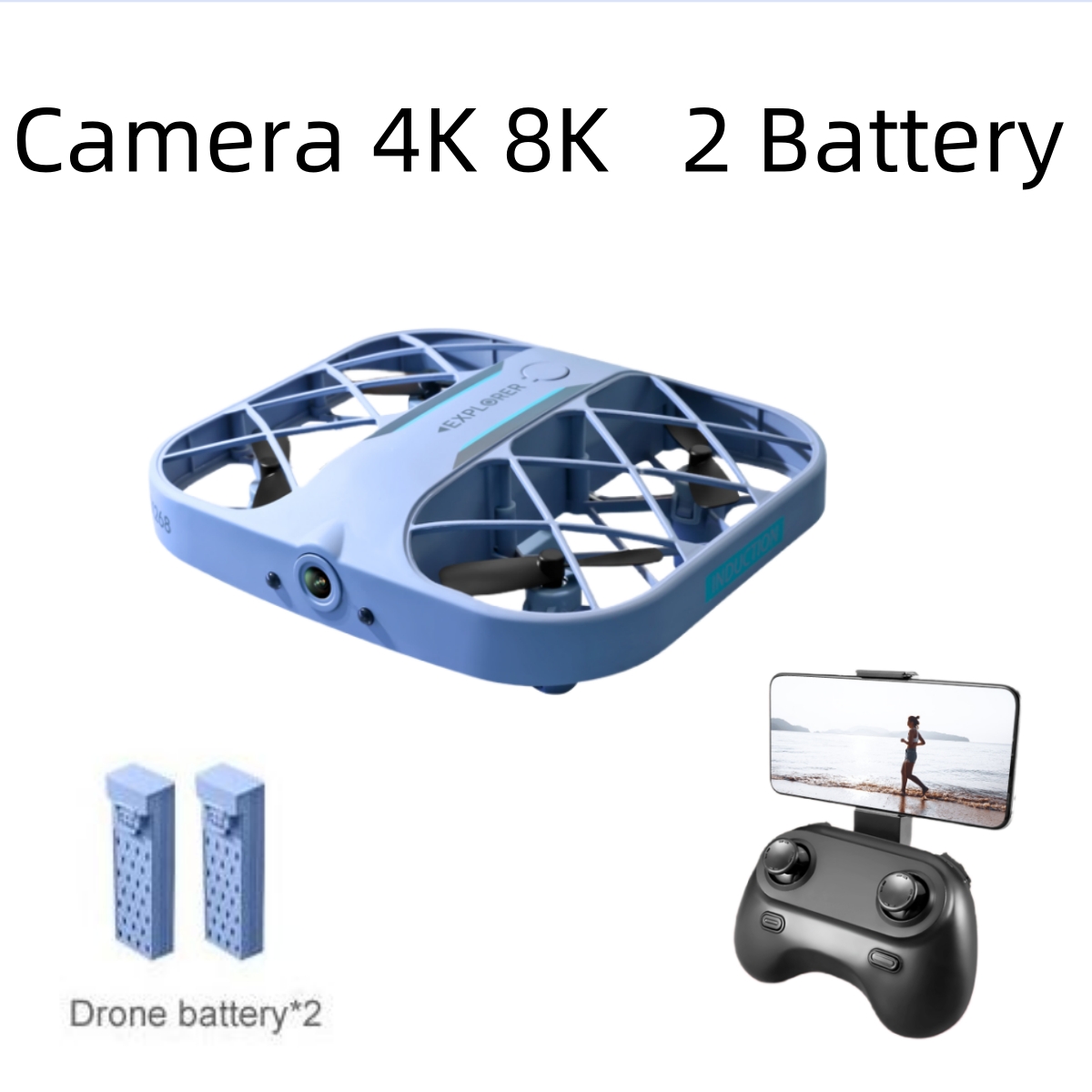 Drone Cinematic - JJRC H107 FPV RCドローン（バッテリー2個付き）、8K/4Kカメラ搭載クアッドコプター、リモコン付きドローン、クリスマスプレゼントに最適